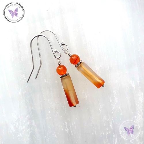 Carnelian Tube Earrings